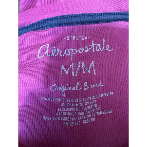 Y2K Aéropostale Pink Long Sleeve Henley Preppy Ribbed Embroidered M GUC - Picture 6 of 7